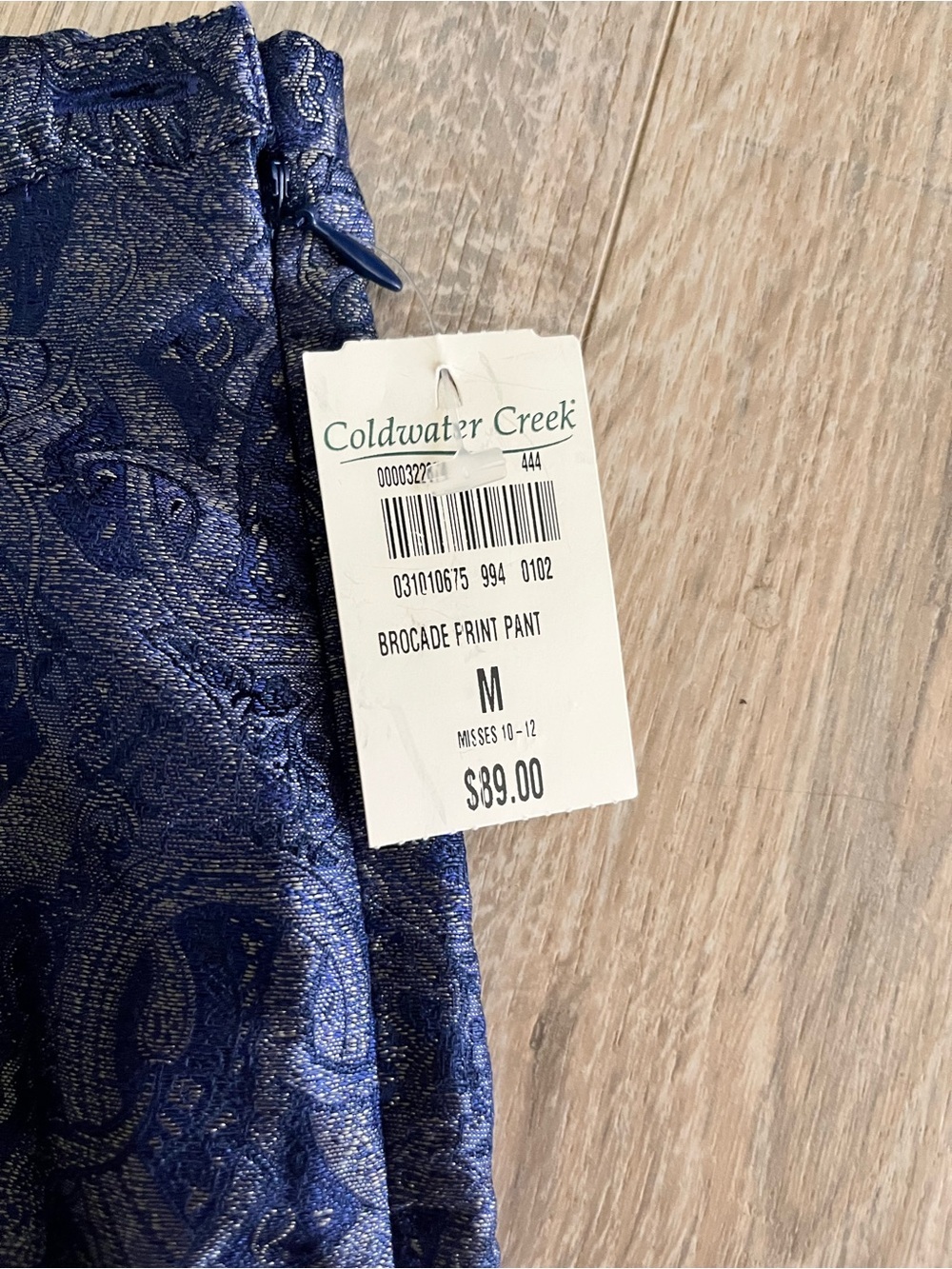 NWT Coldwater Creek Women’s Silk Pants Blue Paisley Jacquard Tapered - Size M - Picture 4 of 7